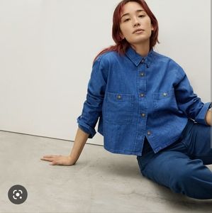 Everlane cropped denim shirt organic cotton XL